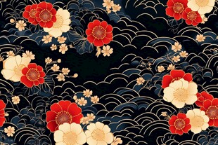 中式花卉海浪纹精美图案