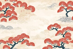 中式红松云纹古风背景图