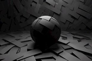 黑色立体几何球体创意场景