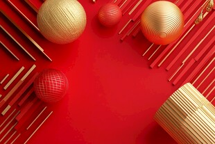 红底金色节日装饰元素