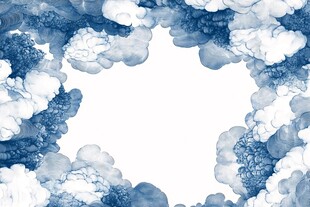 蓝白云朵环绕的梦幻边框