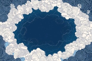 中式云纹环绕的深蓝背景