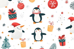 圣诞企鹅节日元素图案