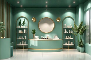 清新绿植风美容店铺内景