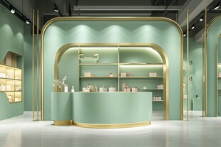 清新美妆店铺室内展示区