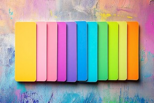 多彩书签排列于斑斓背景