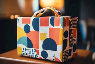 多彩几何图案手提收纳盒