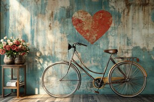 复古风墙面下的浪漫自行车