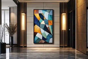 现代门厅的抽象艺术挂画