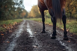 秋日马行泥泞小道