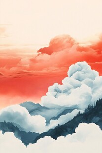 梦幻云海山间的绚丽霞光