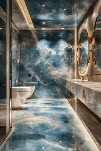 奢华蓝调大理石风浴室空间