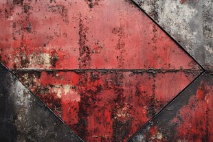 斑驳红漆金属板纹理