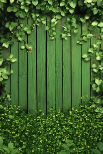 翠绿藤蔓环绕的木栅栏