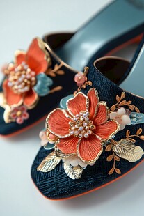 中式绣花高跟鞋 精致典雅