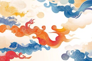 中式祥云图案背景插画