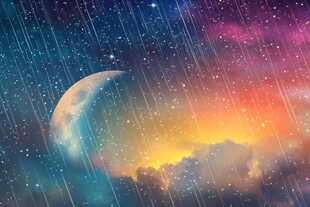 梦幻星空下的月色与雨滴