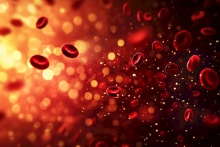 流动的红细胞与光斑背景