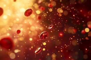 梦幻血细胞在金光中飞舞