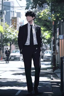 街头西装少年的独特风采