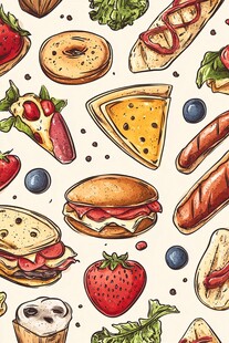 手绘缤纷美食插画集合