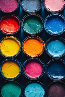 多彩颜料罐展示绚丽色彩