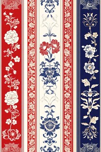 中式花卉条纹传统图案