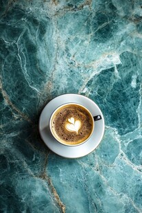 绿纹石面上的精美拿铁