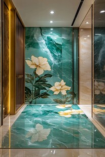 绿玉花卉风玄关地面墙面设计