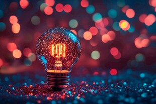 梦幻灯光下的创意灯泡