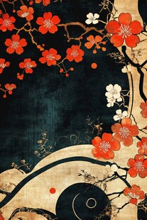 中式梅花复古风装饰画