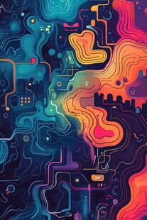 炫彩抽象科技风图案设计