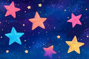 梦幻星空下的多彩星星