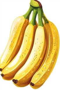 一串金黄饱满的手绘香蕉