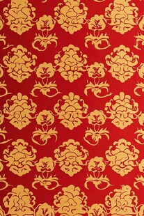 中式红底金色花卉纹理图案