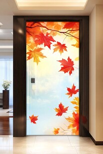 枫叶入户门装饰画