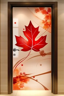 枫叶图案玻璃门