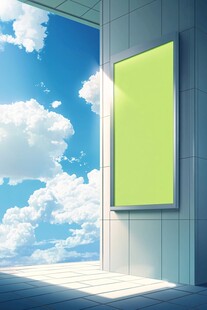 户外明亮墙面空白广告牌