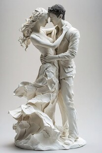 浪漫情侣雕塑 爱意满满