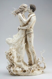 浪漫情侣雕塑 爱意涌动