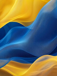 飘动的黄蓝双色梦幻绸布