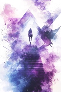 梦幻阶梯上的孤独前行者