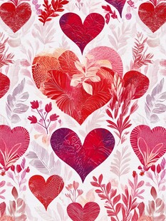 浪漫爱心花卉图案背景