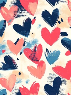 手绘爱心多彩图案背景