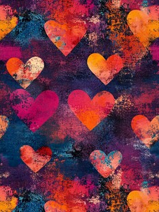 多彩爱心艺术纹理图案