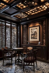 中式雅致茶室室内景致