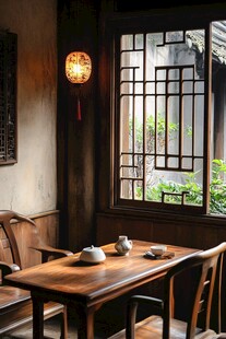 中式茶室静谧一角