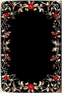 金色玫瑰花纹黑色边框图案