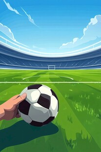手托足球的绿茵场风光