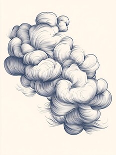 手绘蓬松云朵插画